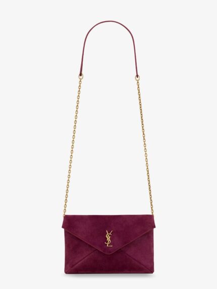 Saint Laurent Suede Crossbody With Metal Cassandre Logo