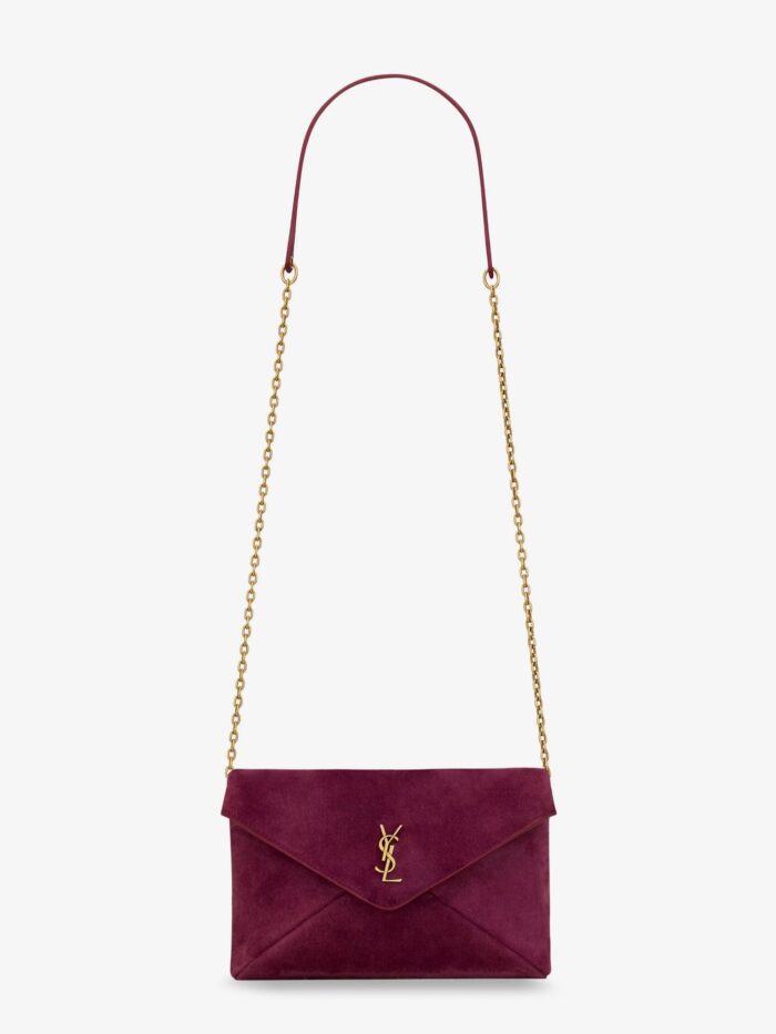 Saint Laurent Suede Crossbody With Metal Cassandre Logo