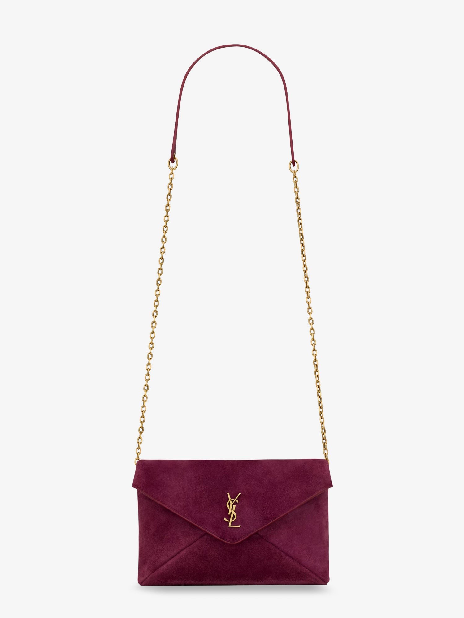 Saint Laurent Suede Crossbody With Metal Cassandre Logo