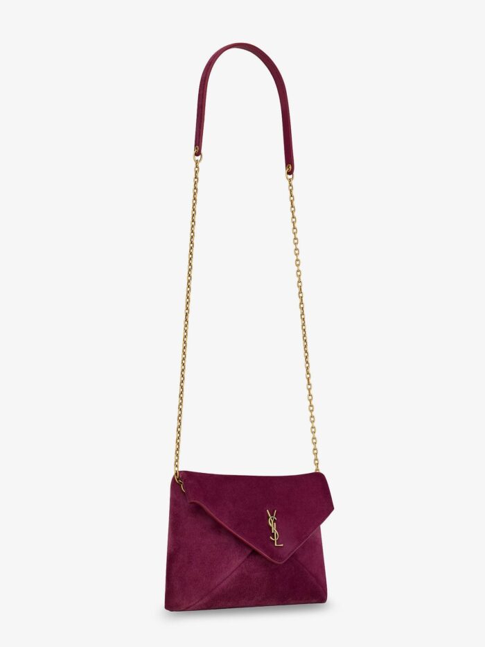 Saint Laurent Suede Crossbody With Metal Cassandre Logo