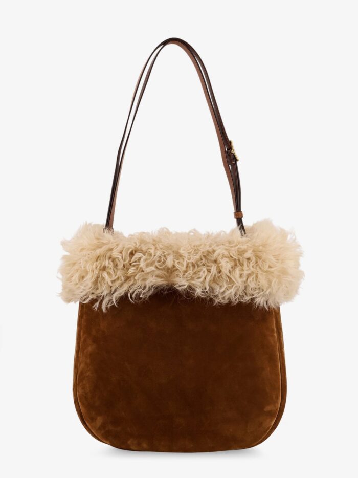 Saint Laurent Suede Shoulder Bag With Shearling Profile