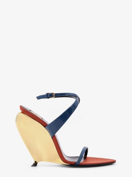 Saint Laurent Tallulah 110 Patent Leather Sandals With Sculptural Wedge Heel