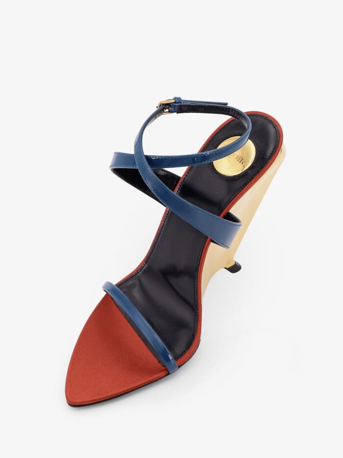 Saint Laurent Tallulah 110 Patent Leather Sandals With Sculptural Wedge Heel