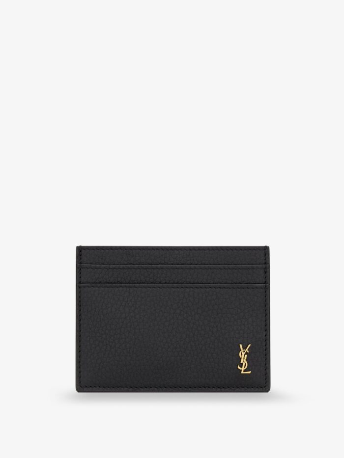 Saint Laurent Tiny Cassandre Hammered Leather Card Holder