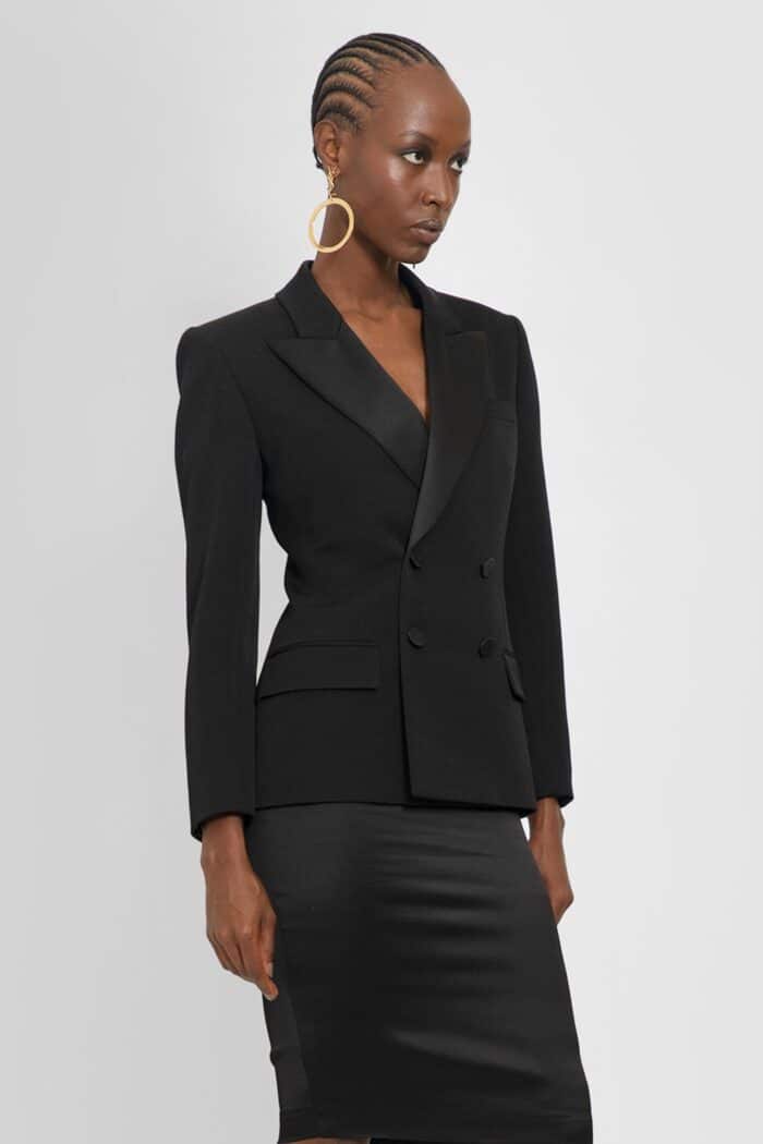 SAINT LAURENT Tuxedo Blazer In Grain De Poudre