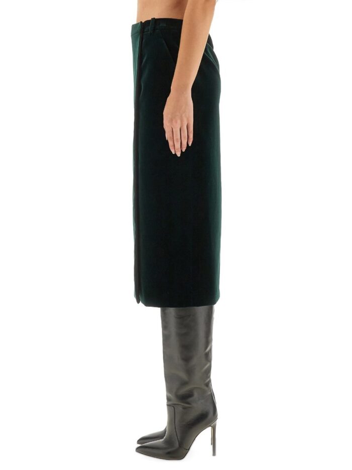 Saint Laurent VELVET CROSSOVER MIDI SKIRT