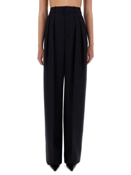 Saint Laurent WIDE-LEG PANTS IN GRAIN DE POUDRE