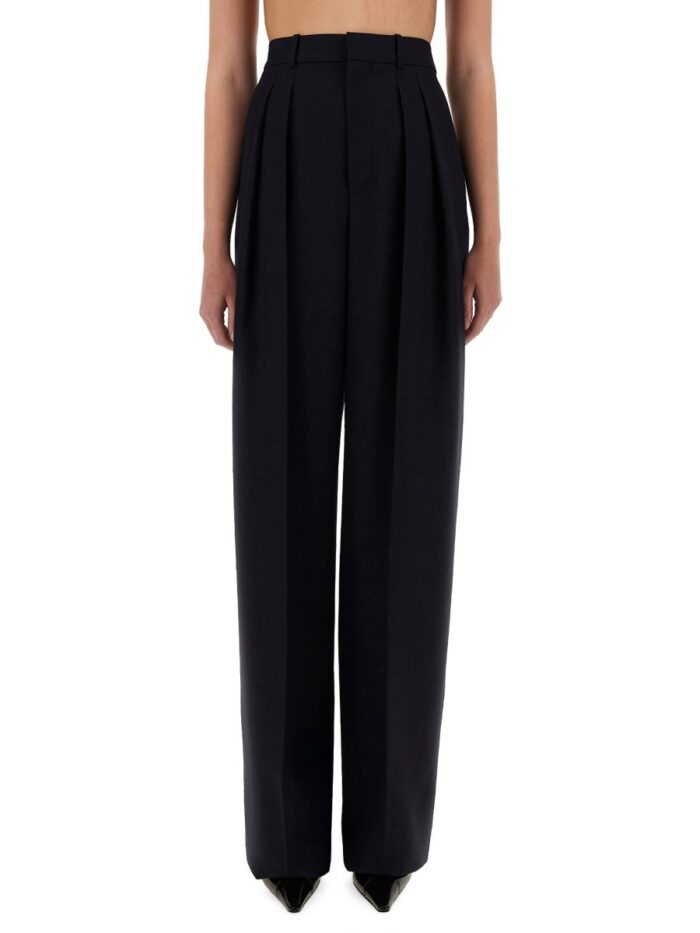 Saint Laurent WIDE-LEG PANTS IN GRAIN DE POUDRE