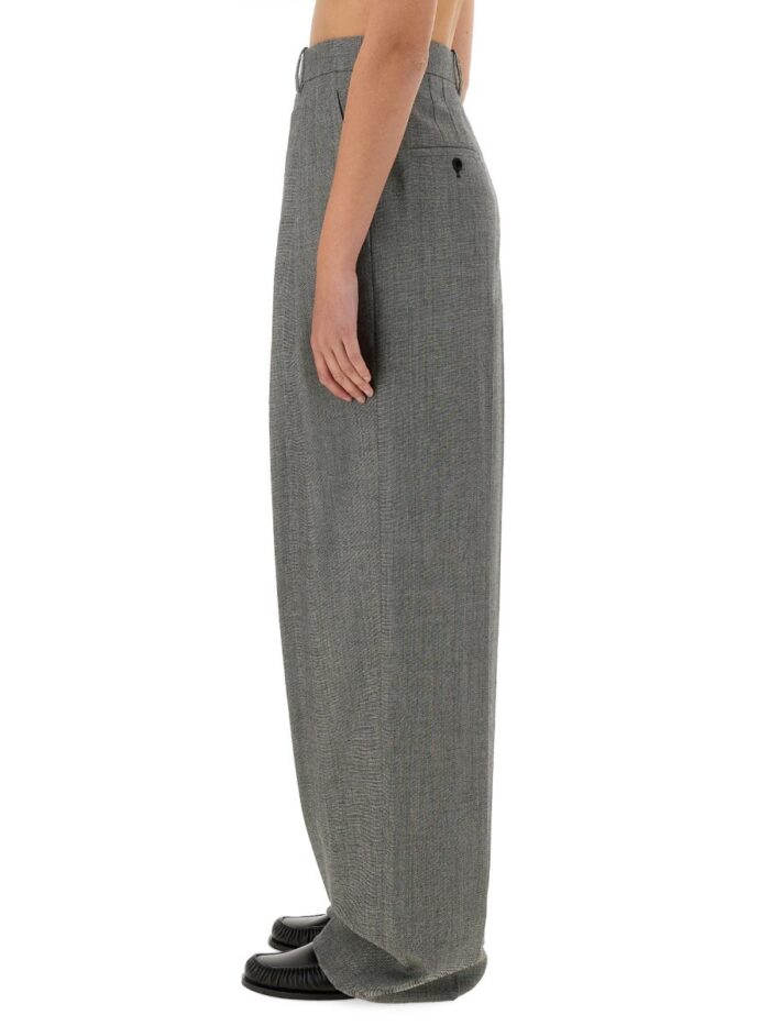 Saint Laurent WIDE-LEG PANTS IN WOOL CHINÉ