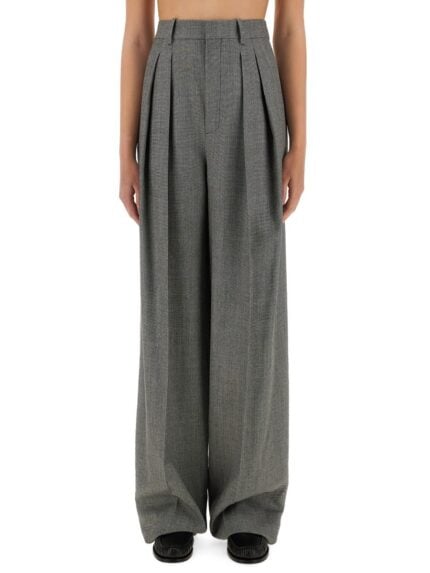 Saint Laurent WIDE-LEG PANTS IN WOOL CHINÉ