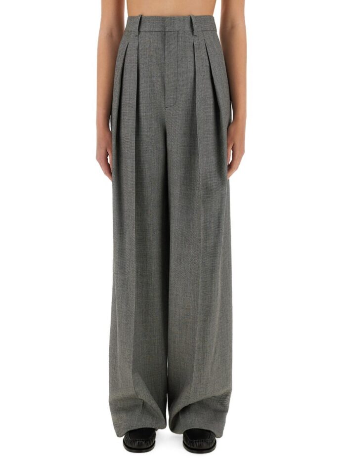 Saint Laurent WIDE-LEG PANTS IN WOOL CHINÉ