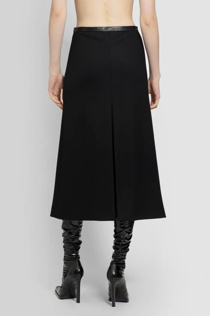 SAINT LAURENT Wool Gabardine Midi Skirt