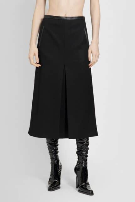 SAINT LAURENT Wool Gabardine Midi Skirt