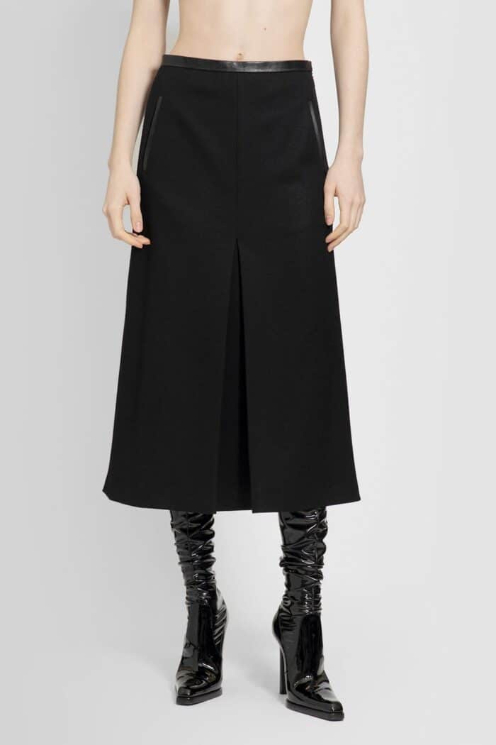 SAINT LAURENT Wool Gabardine Midi Skirt