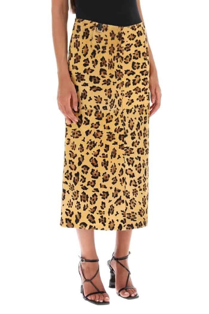 Saks Potts 'carolyn' Midi Skirt In Leopard Ponyskin