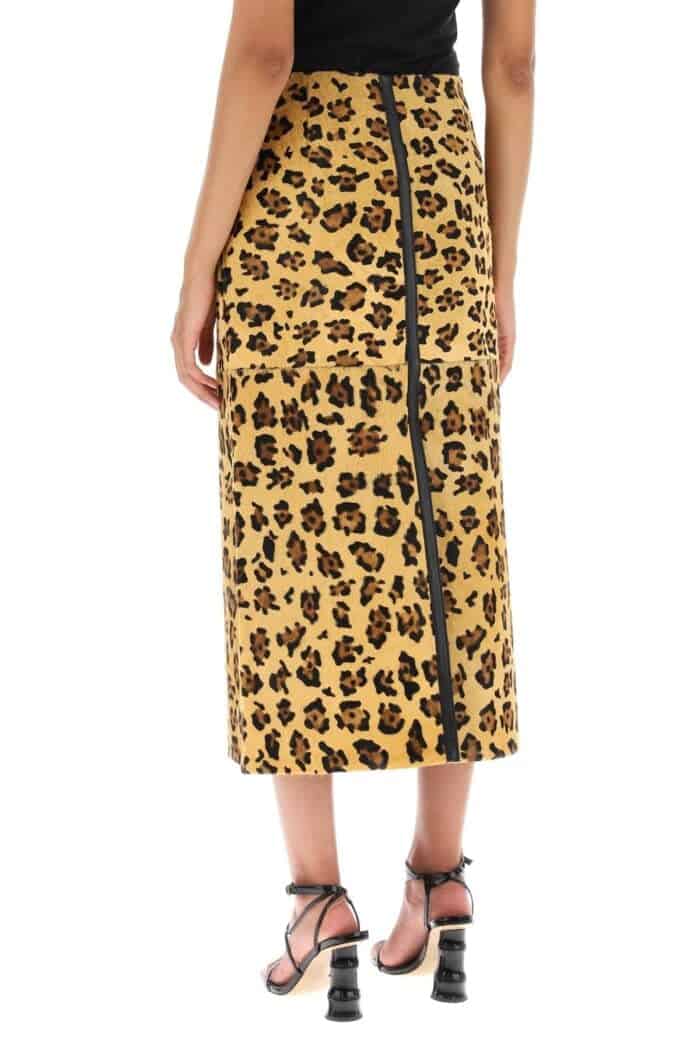 Saks Potts 'carolyn' Midi Skirt In Leopard Ponyskin