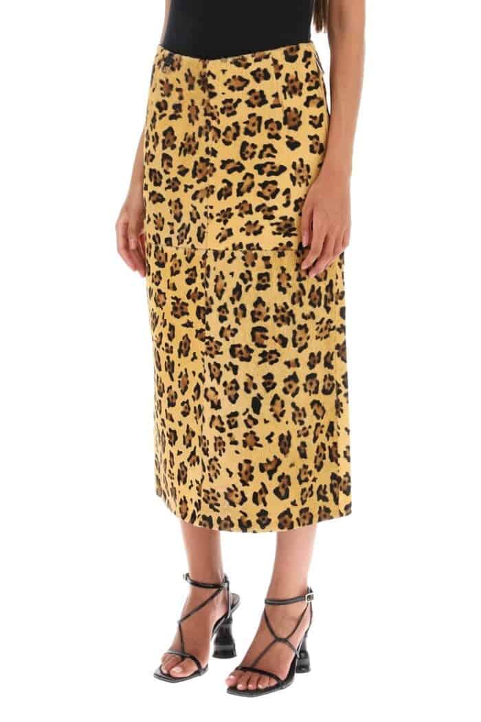 Saks Potts 'carolyn' Midi Skirt In Leopard Ponyskin