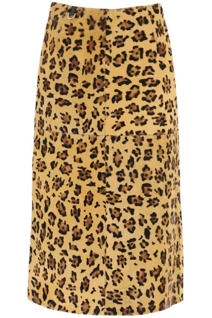 Saks Potts 'carolyn' Midi Skirt In Leopard Ponyskin