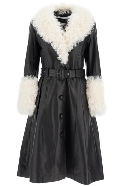 SAKS POTTS Foxy Leather And Shearling Long Coat