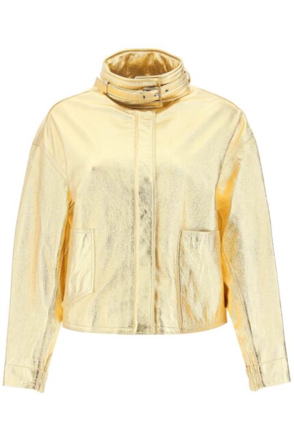 SAKS POTTS 'houston' Gold-laminated Leather Bomber Jacket