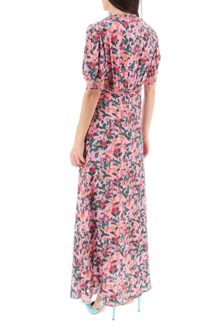 Saloni Lea Floral Crepe Long Dress