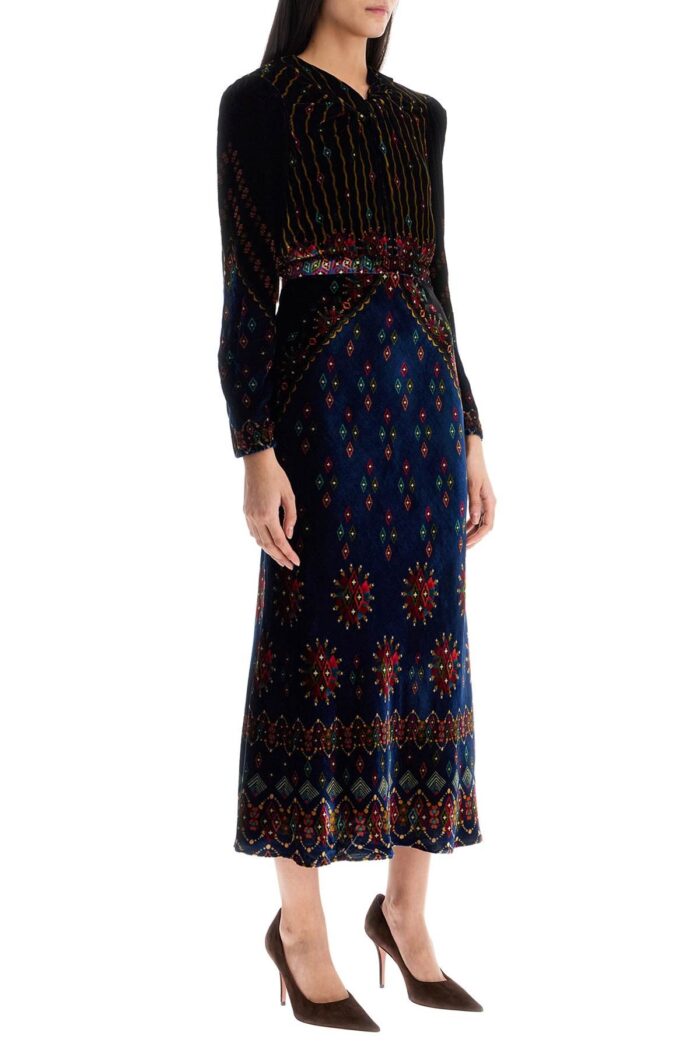 SALONI "printed Velvet Claudia Dress For