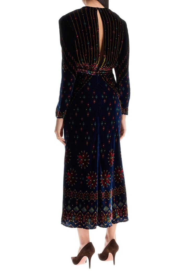 SALONI "printed Velvet Claudia Dress For