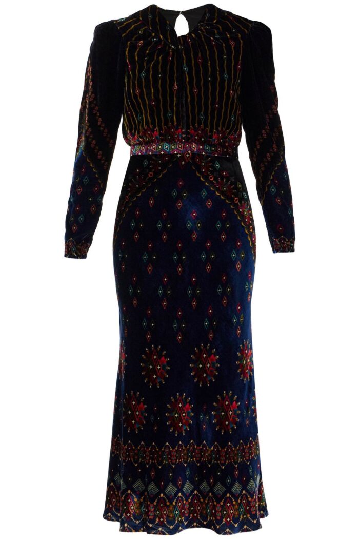 SALONI "printed Velvet Claudia Dress For