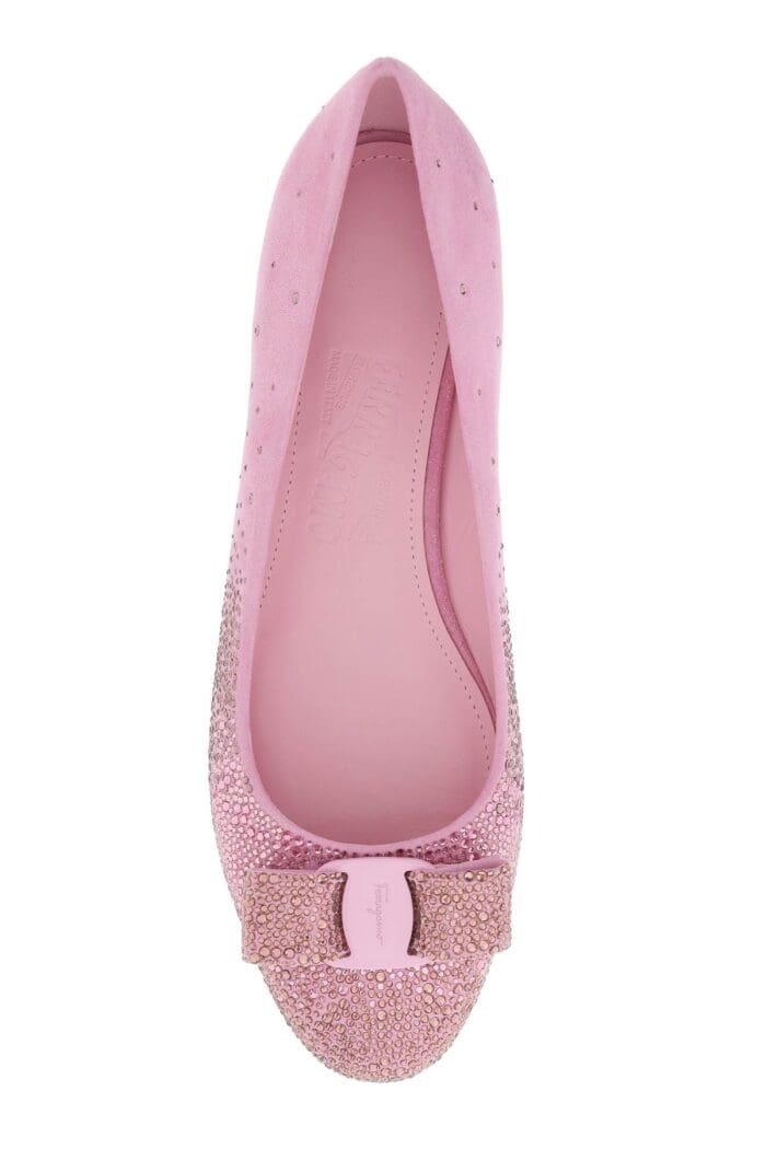 Salvatore Ferragamo Ballerina Flats With Vara Bow And Crystals