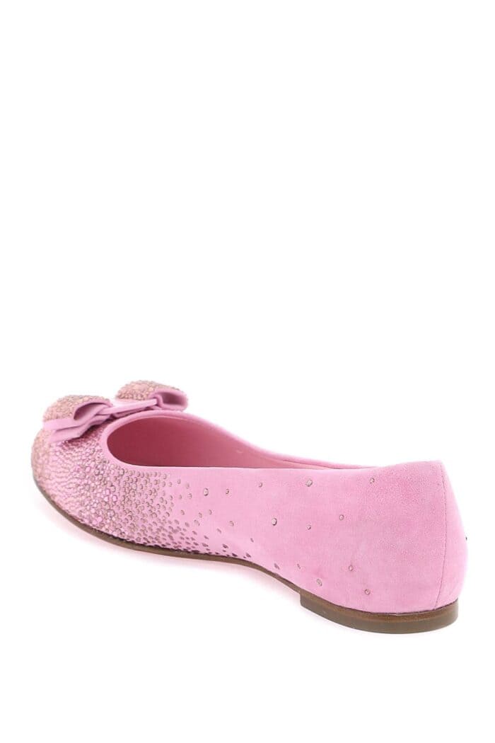 Salvatore Ferragamo Ballerina Flats With Vara Bow And Crystals