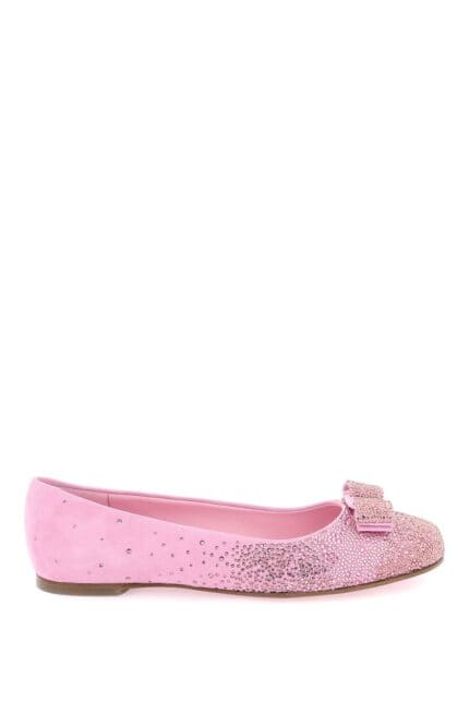 Salvatore Ferragamo Ballerina Flats With Vara Bow And Crystals