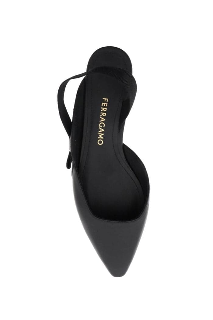 Salvatore Ferragamo Leather Slingback Ballerina Flats