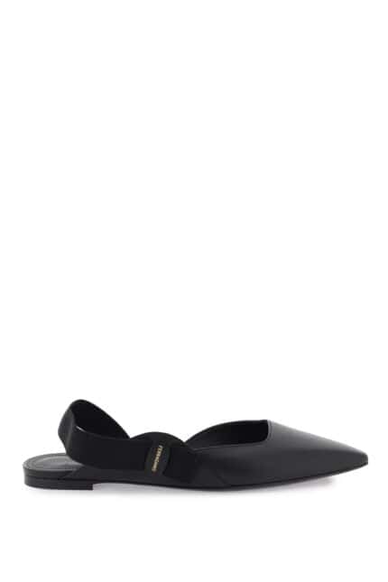 Salvatore Ferragamo Leather Slingback Ballerina Flats