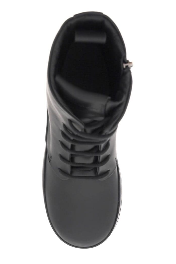 Salvatore Ferragamo Rubberized Leather Combat Boots