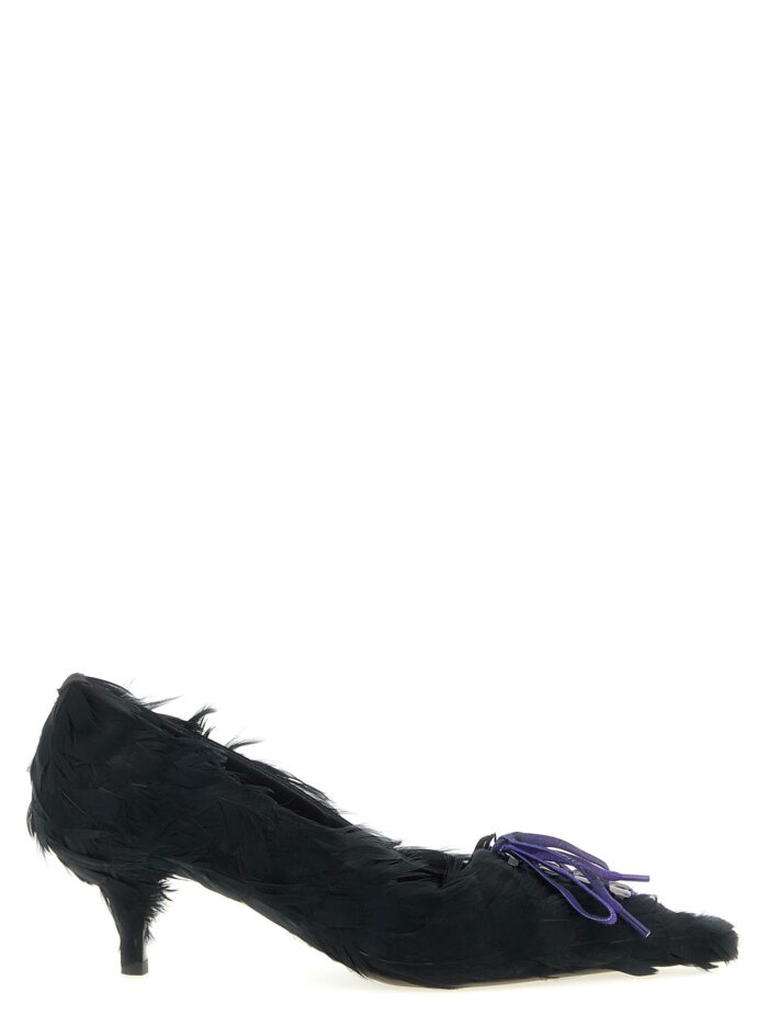 prada satin and feather pumps PRADA Satin And Feather Pumps