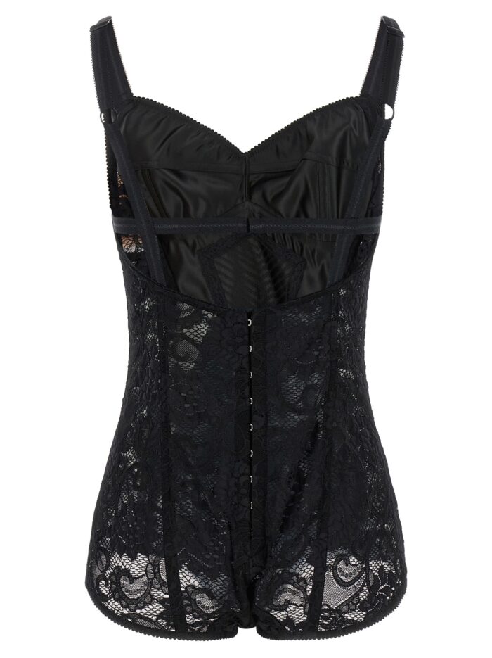 Dolce & Gabbana Satin And Lace Corsetry Bodysuit