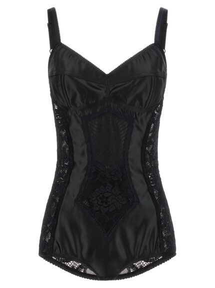Dolce & Gabbana Satin And Lace Corsetry Bodysuit
