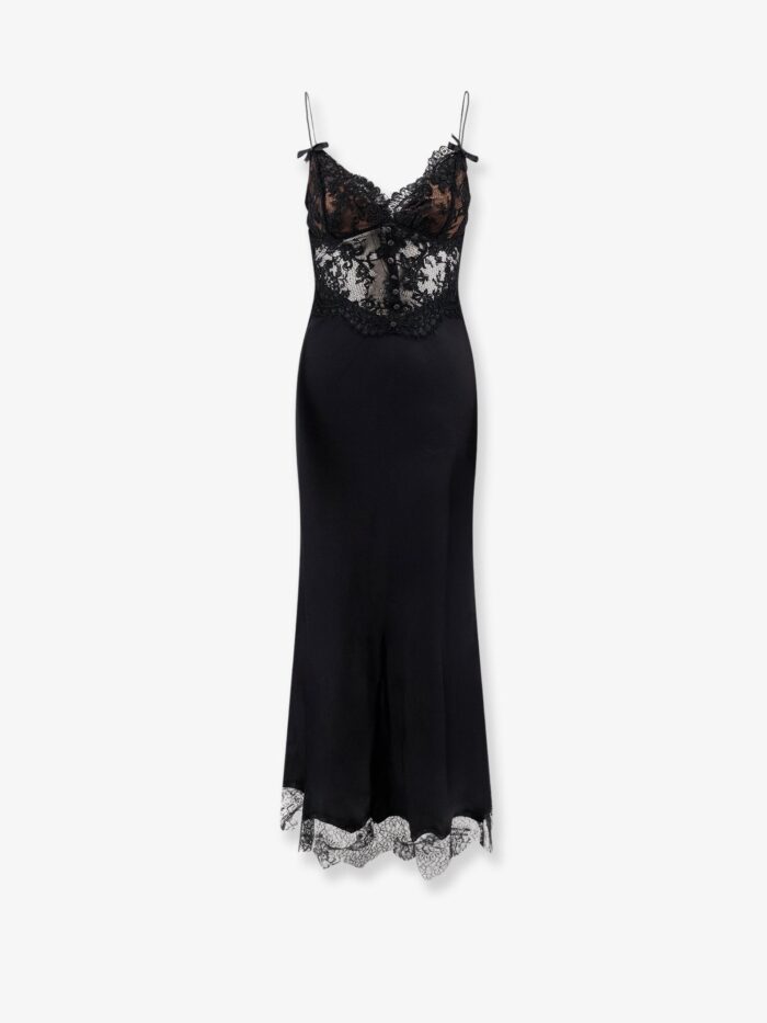 self portrait satin dress with lace profiles SELF PORTRAIT Satin Dress With Lace Profiles