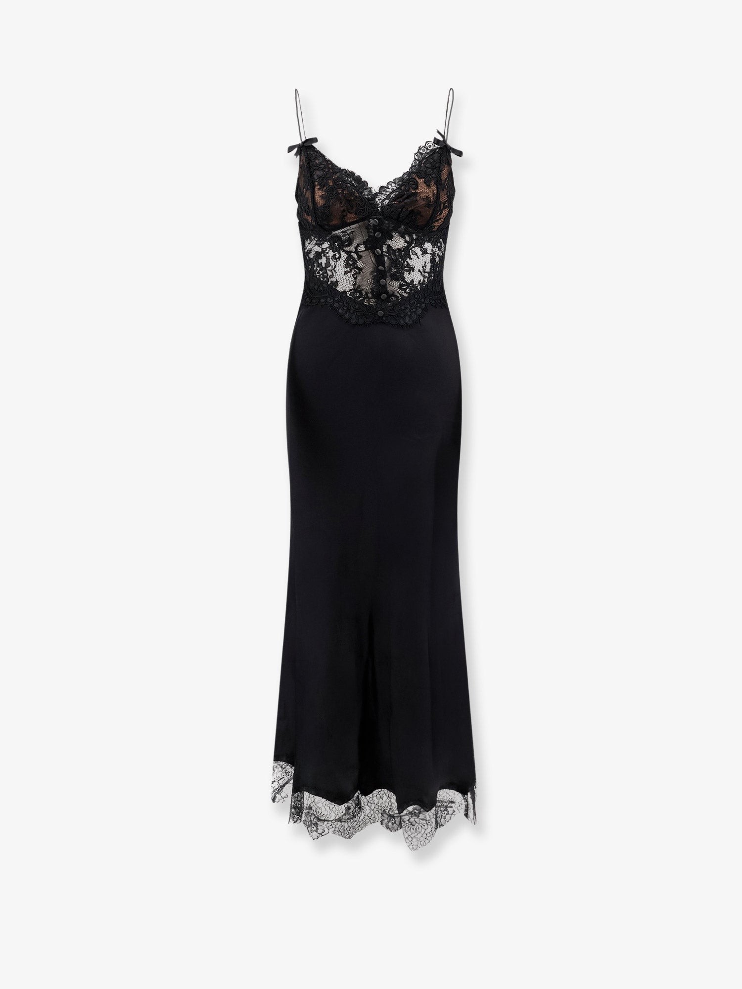 SELF PORTRAIT Satin Dress With Lace Profiles