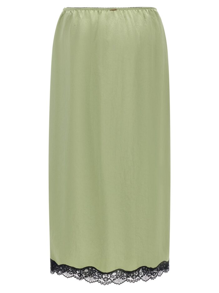 TWIN SET Satin Froissé And Lace Skirt