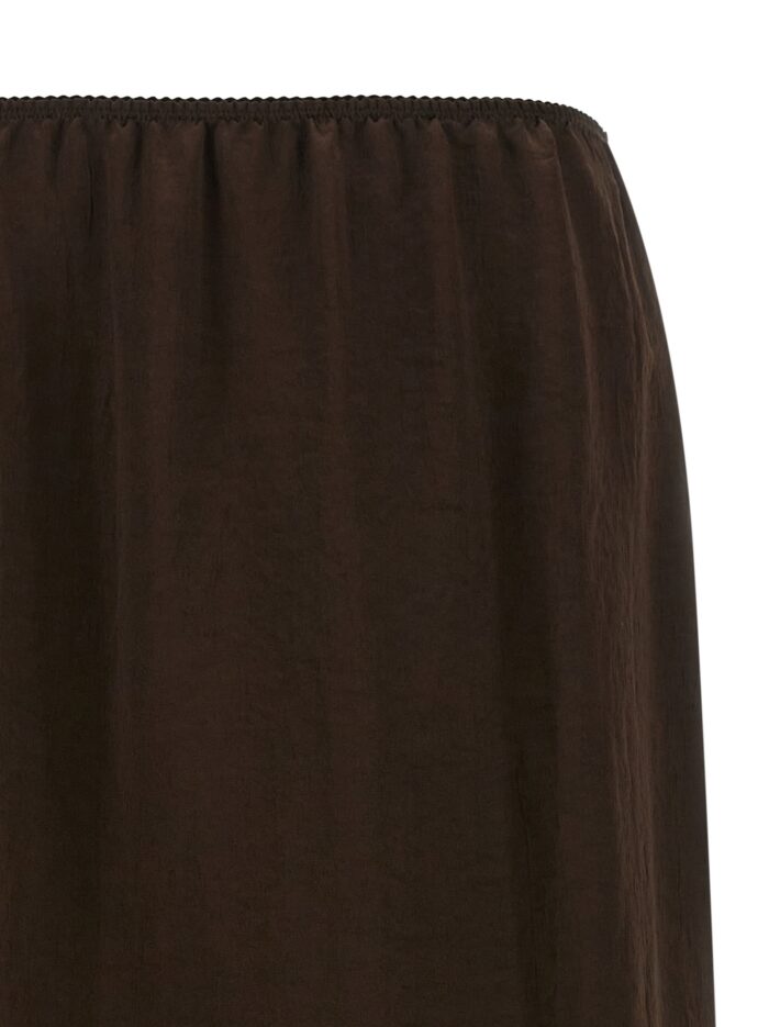 TWIN SET Satin Froissé And Lace Skirt