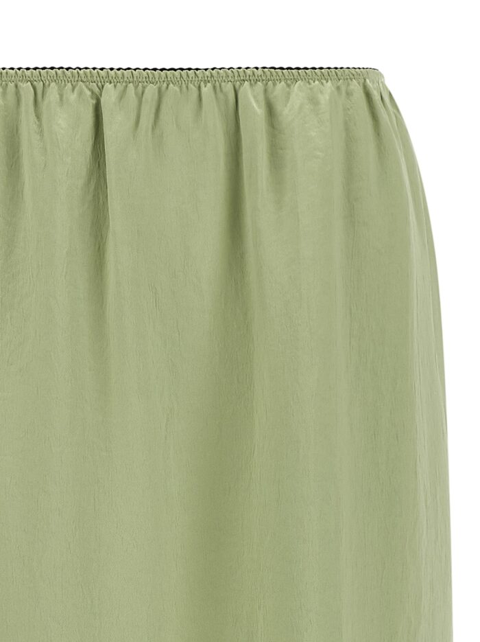 TWIN SET Satin Froissé And Lace Skirt