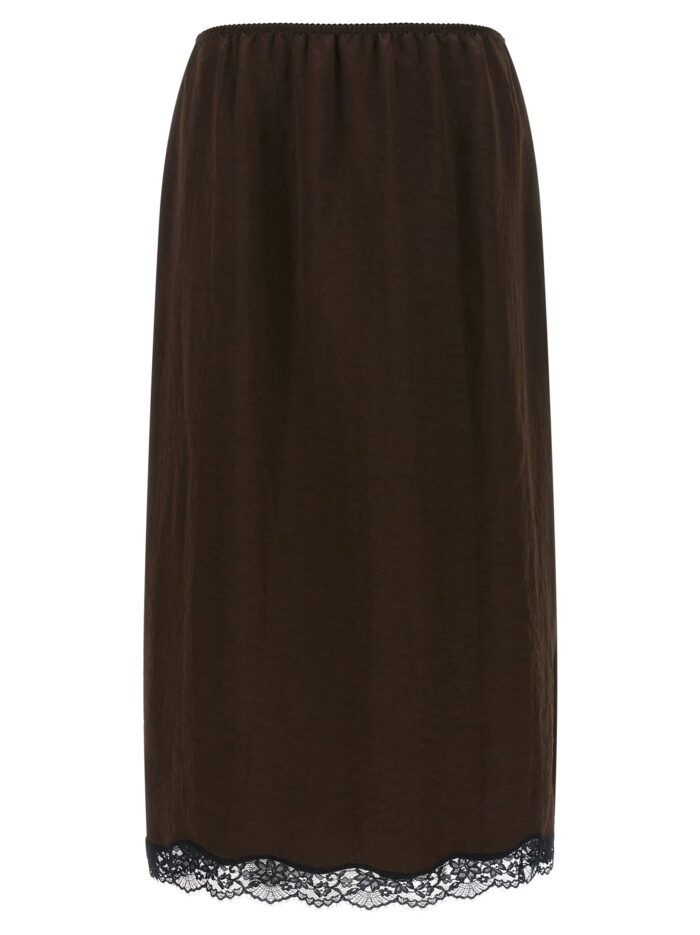 twin set satin froissé and lace skirt TWIN SET Satin Froissé And Lace Skirt