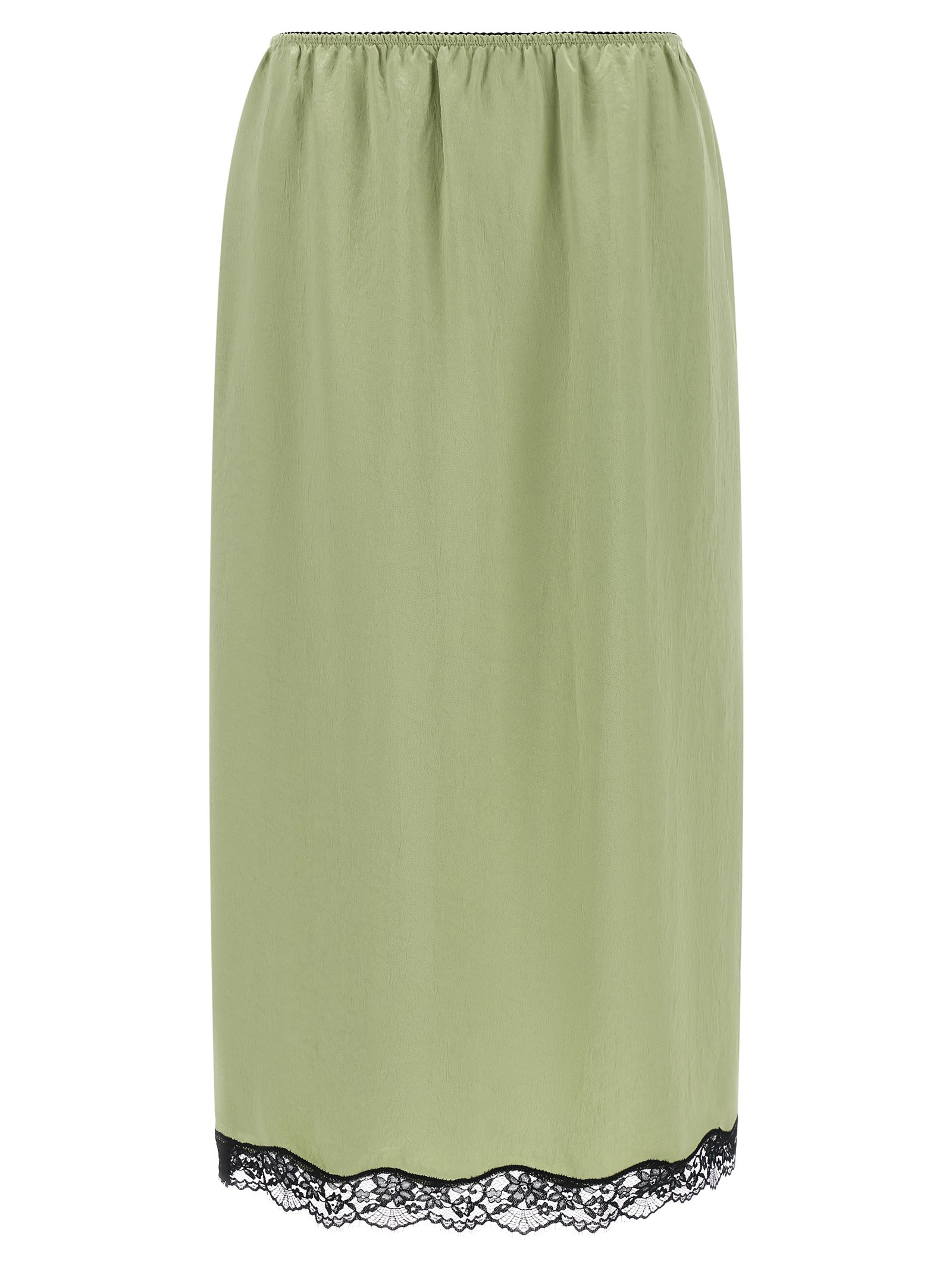 TWIN SET Satin Froissé And Lace Skirt