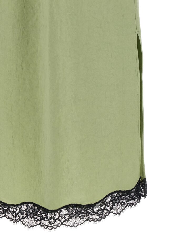 TWIN SET Satin Froissé And Lace Skirt