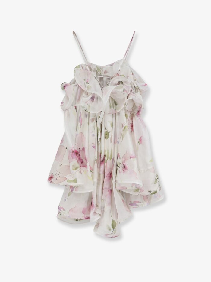 Actualee Satin Mini Dress With Flounces