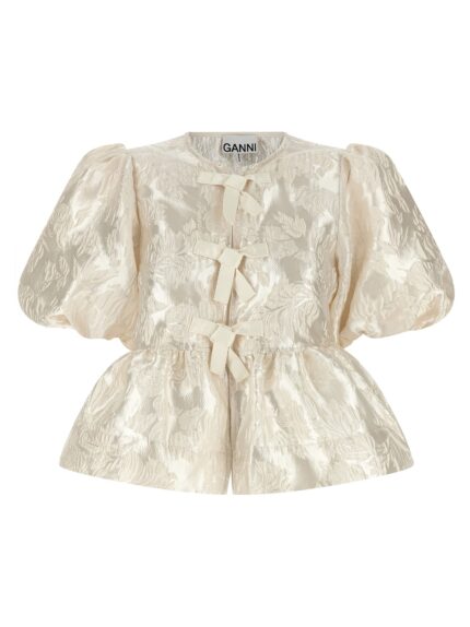 GANNI 'Satin Peplum' Blouse