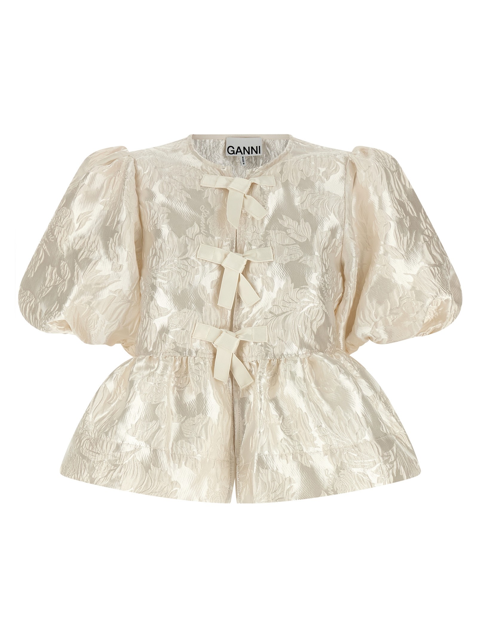 GANNI 'Satin Peplum' Blouse
