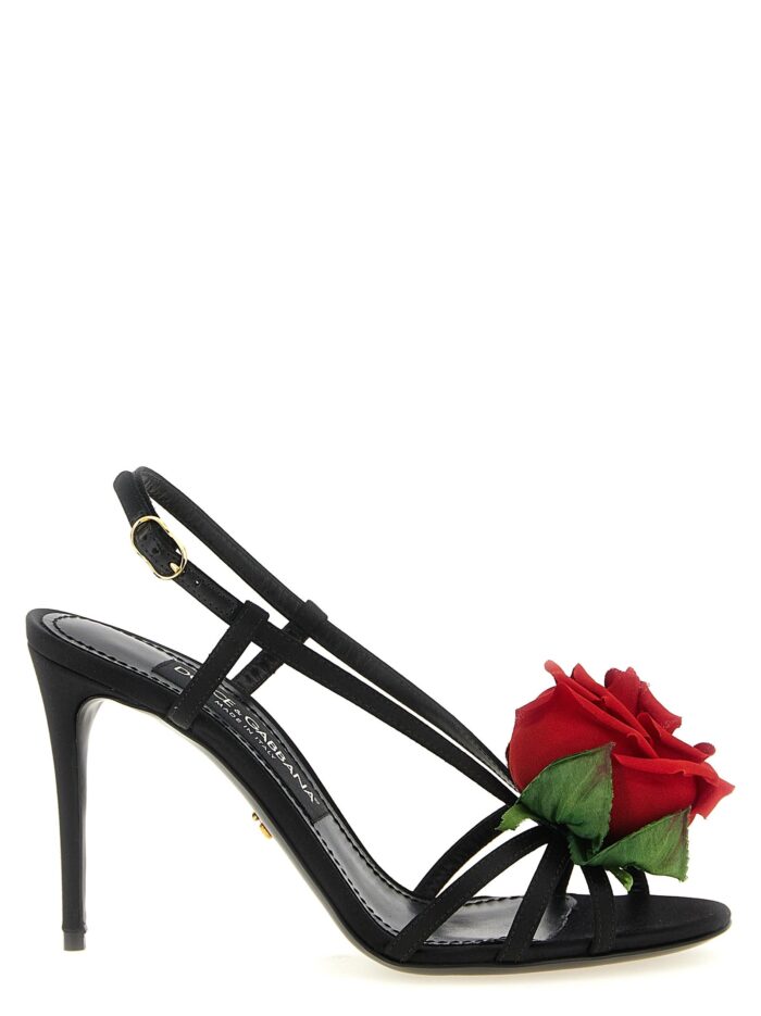 dolce & gabbana satin sandals with flower Dolce & Gabbana Satin Sandals With Flower