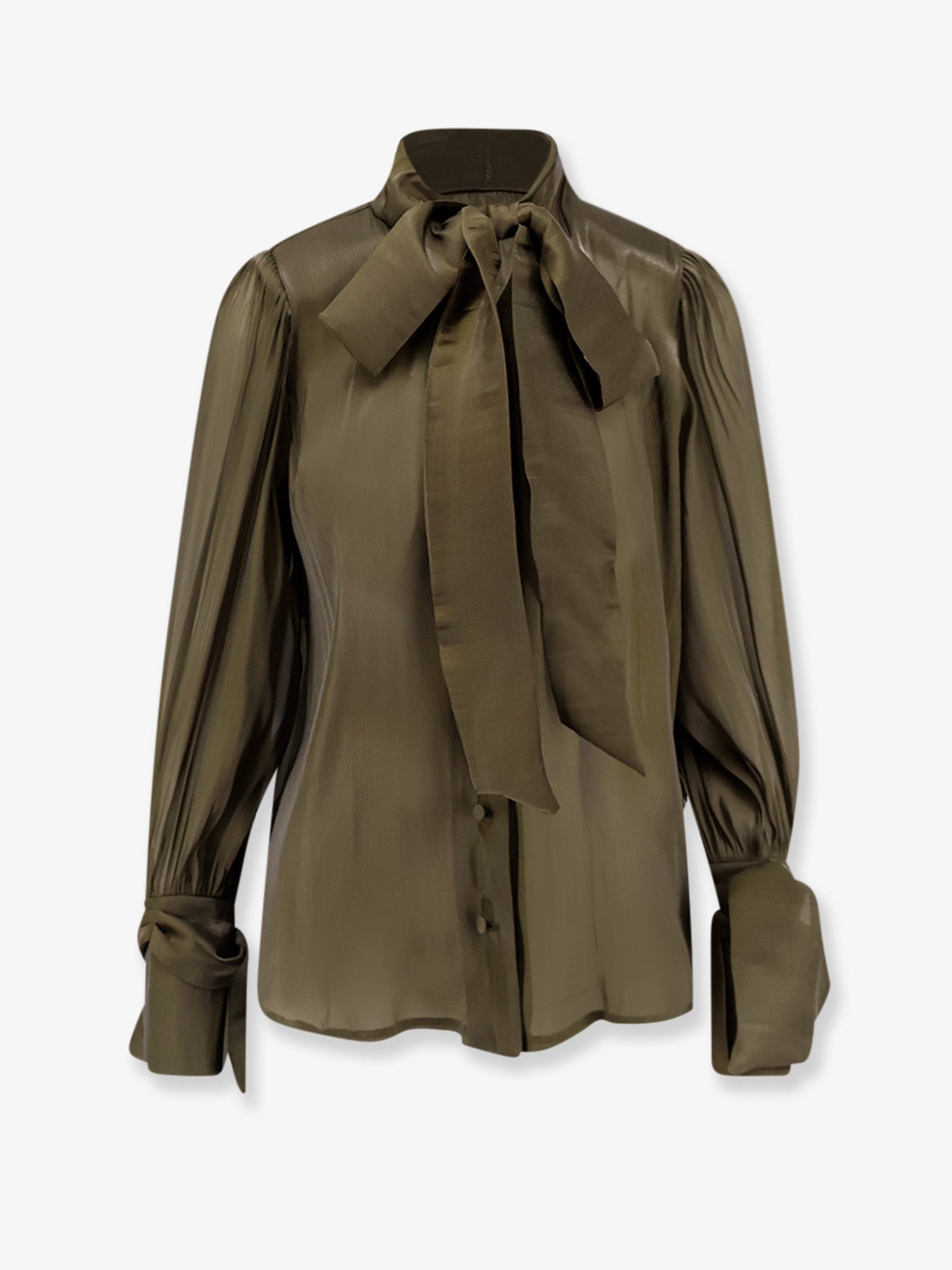Actualee Satin Shirt With Padded Shoulders
